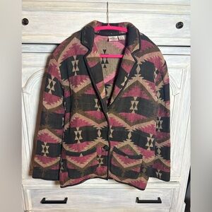 Vintage Rod’s Embroidered Aztec‎ Western Cowboy Printed Blazer Jacket Boho